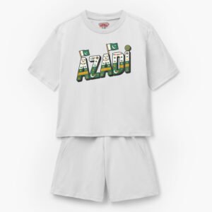 Azadi Printed Pakistan Independence Day Kids T-Shirt & Shorts Set