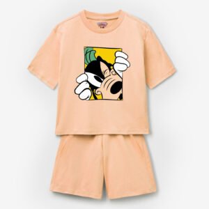 Goofy Peekaboo Peach T-Shirt & Shorts Set for Kids