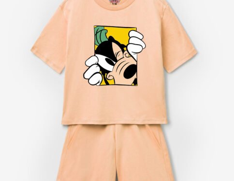 Goofy Peekaboo Peach T-Shirt & Shorts Set for Kids