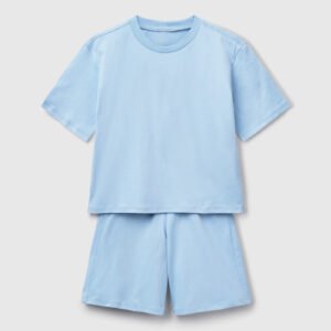 Sky Blue Plain T-Shirt and Short Set for Kids
