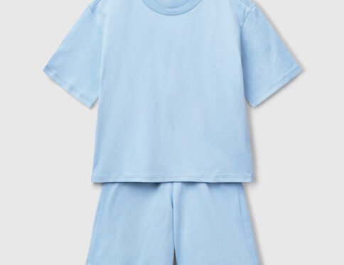 Sky Blue Plain T-Shirt and Short Set for Kids