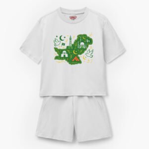 a white shirt and shorts with a picture of a Pakistan Map