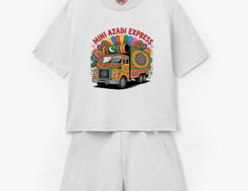 Mini Azadi Express” Pakistani Truck Printed Kids T-Shirt & Shorts Set
