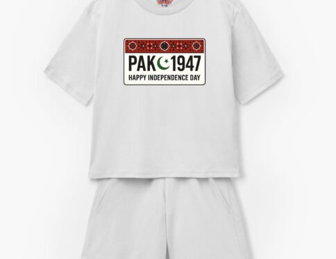Kids White “PAK 1947” T-Shirt & Shorts Set – Independence Day Outfit