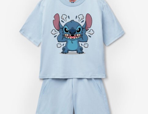 Printed Angry Stitch Kids T-Shirt & Shorts Set