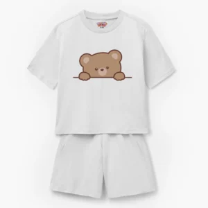 Peek-a-Boo Bear" Kids T-Shirt & Shorts Set