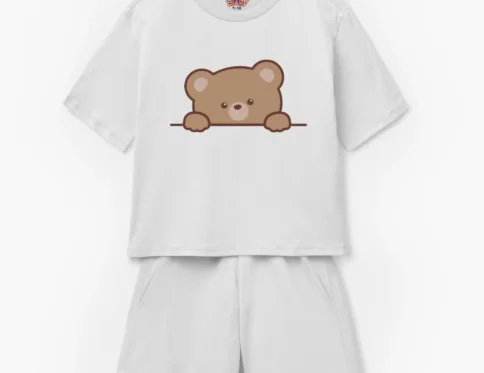 Peek-a-Boo Bear” Kids T-Shirt & Shorts Set