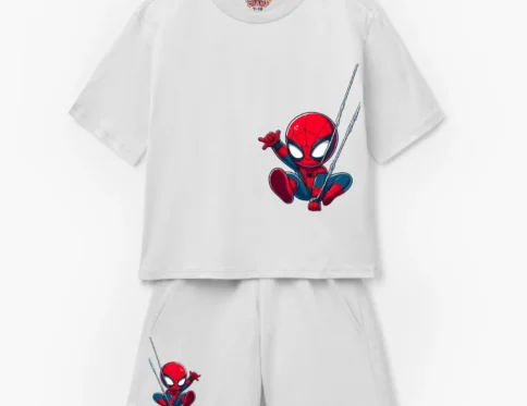 Chibi Spider-Man “Little Web-Slinger” Kids T-Shirt & Shorts Set