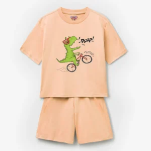 Cool Rex on a Bike" Kids T-Shirt & Shorts Set