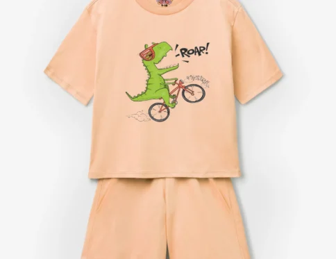 Cool Rex on a Bike” Kids T-Shirt & Shorts Set