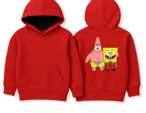 Red SpongeBob & Patrick Cartoon Hoodie for Kids