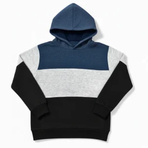 Color Block Kids Fleece Hoodie -  Blue, Black & Grey